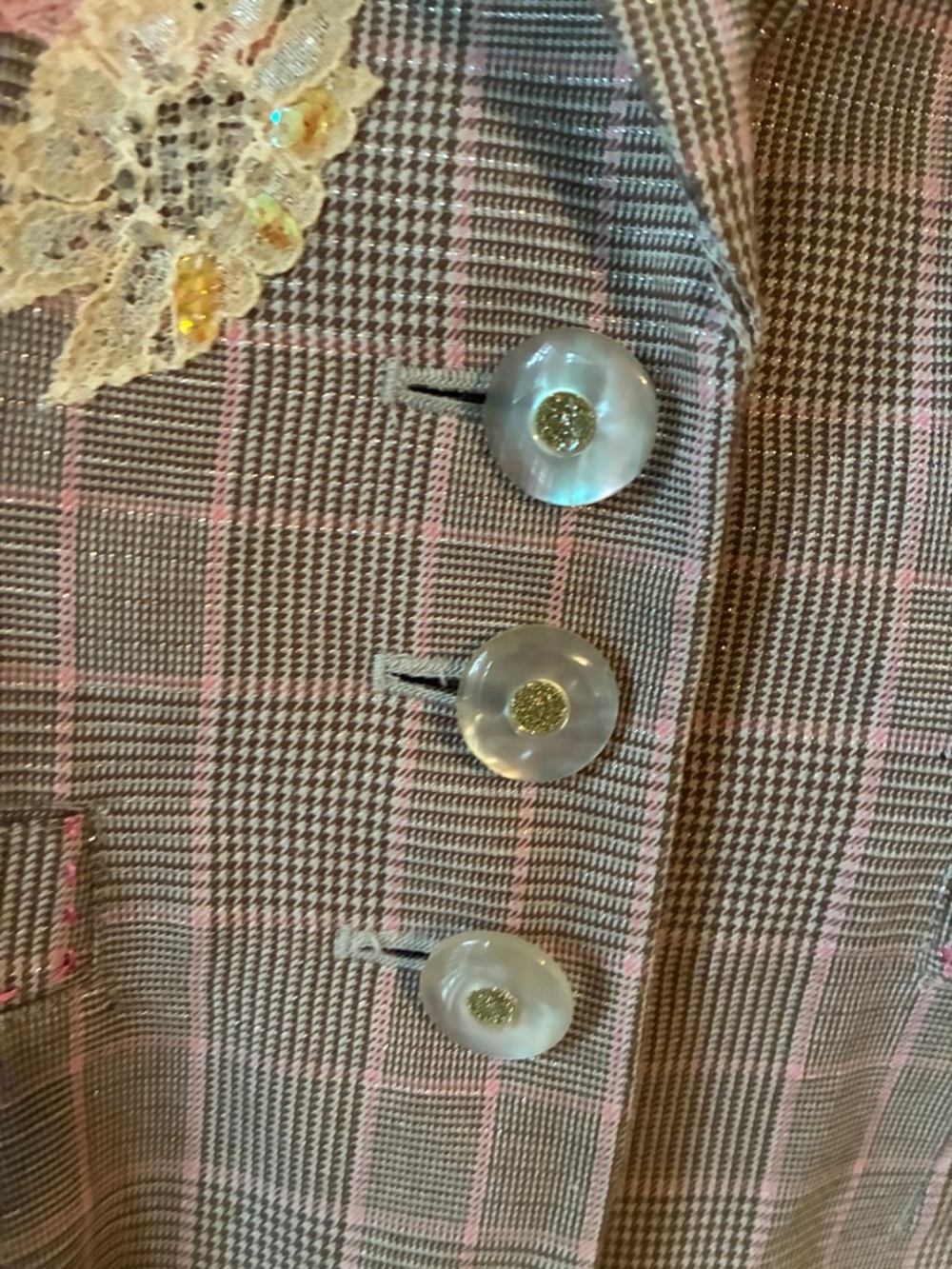 Allen by Allen Schwartz Embroidered Plaid Blazer - EUC Size 6 - Picture 6 of 8